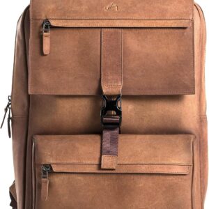 Leather Backpack for Men & Women, Classic Brown - Handcrafted Top Grain Leather Backpack with 17-Inch Laptop Sleeve - Lightweight, Stylish & Durable for Business, Travel & Work - 33cm x 16cm x 40cm