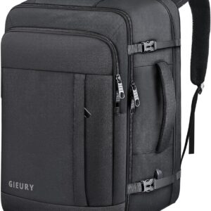 Carry On Backpack, 50L Travel Backpack, Luggage Backpack TSA Flight Approved Laptop Backpack for Men & Women, Large Expandable 40L Daypack Lightweight Business Weekender Bag, Black