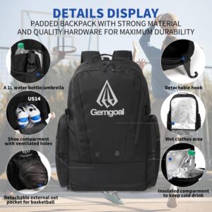 Alternative view of Pro 42L Tournament Basketball Bag with Removable Ball Holder,Ventilated Shoe Compartment,Isolated Wet Pocket,Insulated Cooler Pocket,19 Organized Pockets,for Gym,Soccer and MultiSport