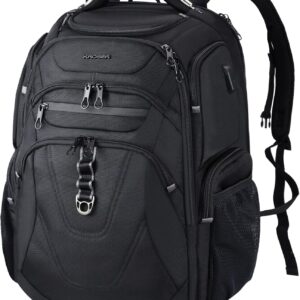 KROSER TSA Friendly Travel Laptop Backpack 18.4 inch XXXL Gaming Backpack Water-Repellent College Daypack Business Backpack with RFID Pockets & USB Port for Men/Women-Black | TSA Friendly, Water-Repellent, College Daypack, Business Backpack, RFID Pockets, USB Port
