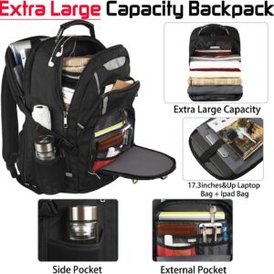 Alternative view of 18.4 Laptop Backpack for Men, 55L-60L Extra Large Gaming Laptops Backpack with USB Charger Port, TSA Friendly Flight Approved RFID Anti-theft Pocket, Water Resistant Suiltable for Travel Business Work