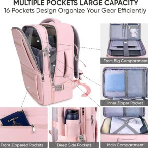 Alternative view of BALEINE Travel Backpack for Women Men, Large Sturdy Carry On Laptop Backpack Gifts for Business, Casual, Weekender, Hiking (Large, Pink)