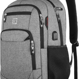 Laptop Backpack,Business Travel Anti Theft Slim Durable Laptops Backpack with USB Charging Port,Water Resistant College Computer Bag for Women & Men Fits 15.6 Inch Laptop and Notebook - Grey