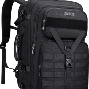 WITZMAN Carry On Travel Backpack for Men Large Convertible 45L Fit 17 Inch Laptop Backpack 3 in 1 Bag for Airline Approved(B688 Black)