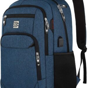 Laptop Backpack,Business Travel Anti Theft Slim Durable Laptops Backpack with USB Charging Port,Water Resistant College Computer Bag for Women & Men Fits 15.6 Inch Laptop and Notebook - Blue