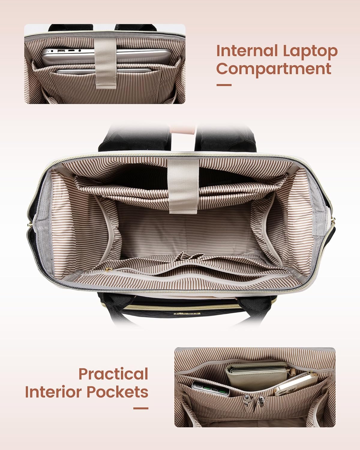 LOVEVOOK Laptop Backpack for Women, 15.6'' Waterproof Nurse Bag Teacher Work Backpack Purse for Women, Travel Computer Backpack for College Office Business Ladies - Image 3