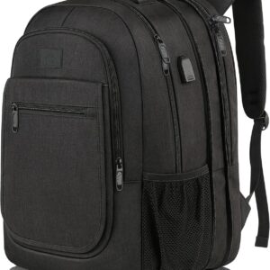 MATEIN Travel Backpack for Men, Expandable Laptop Backpack with USB Charging Port, Anti Theft Business Computer Bag Fit 15.6 Inch Laptop, Water Resistant College School Bookbag for Men Women, Black