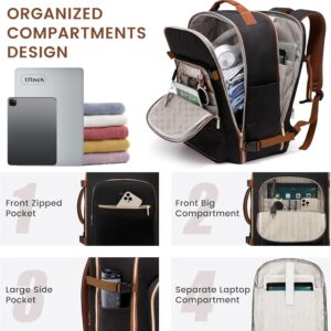 Alternative view of LOVEVOOK 40L Large Travel Backpack for Women Men, 17 Inch Carry on Backpack for Traveling on Airplane, Personal Item Bag Airline Approved, Business Causal Weekender Backpack, Black-Brown