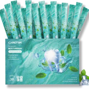 Mouthwash Travel Size Portable Packets to Go, Alcohol & Fluoride Free Fresh Mint MouthwashStrips for Superior Oral Hygiene,30 Individual Disposable Mouthwash Packs(Pack of 30)