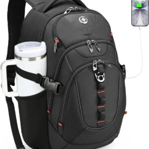 Swissdigital Design Laptop Backpack with USB Charging Port, Travel Backpack Fits 15.6 inches Computer, 31L College School Backpack for Men, Black | SD803-01