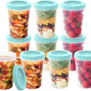 Bentgo Prep - 20 Piece 32 fl oz Leak-Proof Deli Containers with Lids, Food Storage for Meal Prep, Twist-Top, Reusable, PFAS & BPA-Free, Stackable, Microwave, Freezer & Dishwasher Safe (Aqua Splash)