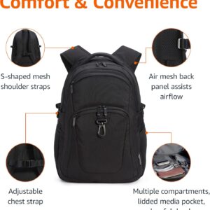 Alternative view of Amazon Basics Travel Laptop Backpack for 15.6 inch Laptop, Black | for 15.6 inch Laptop