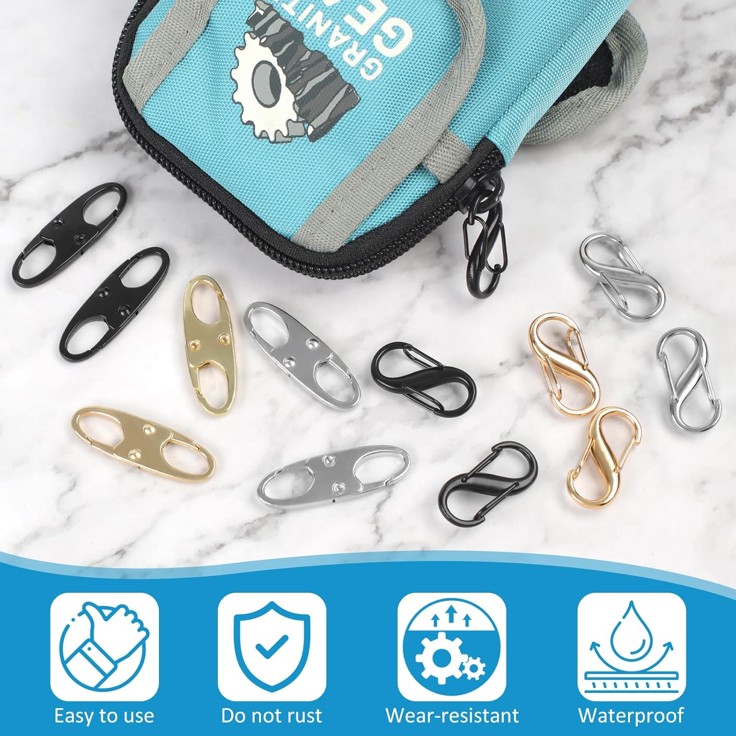 Phinus Lock Combo, Total 21PCS Clips Anti-Theft, Locks Anti-Theft for Luggage, Clothing, Backpacks, Boots, Purses, Travel Outdoor Sports(Black, Silver, Gold) - Image 5