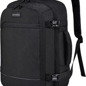 Asenlin Travel Backpack for Women and Men,Fit 15.6 Inch Carry on Backpack Flight Approved Luggage,Weekender Bag Water Resistant Laptop Backpack-Black