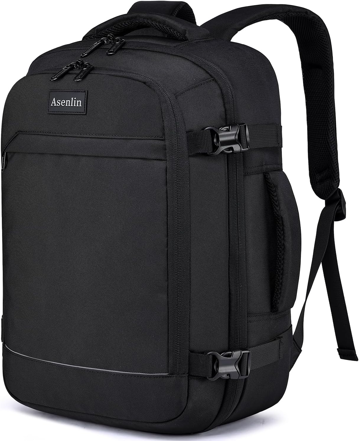 Asenlin Travel Backpack for Women and Men,Fit 15.6 Inch Carry on Backpack Flight Approved Luggage,Weekender Bag Water Resistant Laptop Backpack-Black