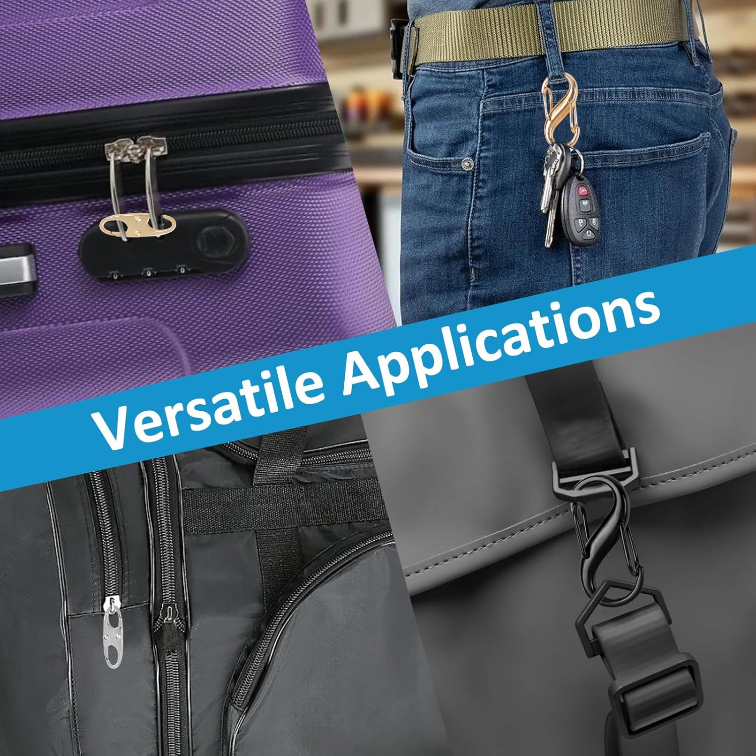 Phinus Lock Combo, Total 21PCS Clips Anti-Theft, Locks Anti-Theft for Luggage, Clothing, Backpacks, Boots, Purses, Travel Outdoor Sports(Black, Silver, Gold) - Image 7