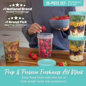 Alternative view of Bentgo Prep - 20 Piece 32 fl oz Leak-Proof Deli Containers with Lids, Food Storage for Meal Prep, Twist-Top, Reusable, PFAS & BPA-Free, Stackable, Microwave, Freezer & Dishwasher Safe (Aqua Splash)