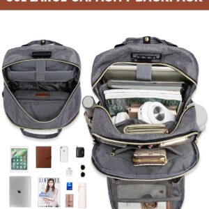 Alternative view of LOVEVOOK Laptop Backpack for Women, Unisex Large Capacity Travel Anti-theft Bag, Business Work Computer Backpacks Purse College Bag for Men, Casual Hiking Daypack, 17 Inch, Grey