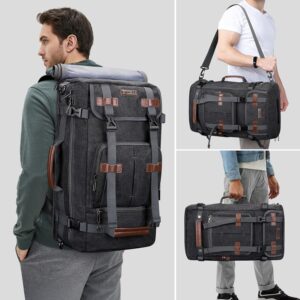 Alternative view of WITZMAN Canvas Backpack Vintage Travel Backpack Large Laptop Bags Convertible Shoulder Rucksack(A519-1 Black)