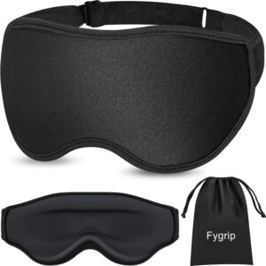 3D Eye Mask Sleep Mask for Men & Women, 100% Pressure-Free & Light Block-Out Eye Mask for Sleep with Easy Adjustable Strap, Night Eye Cover for Travel, Black