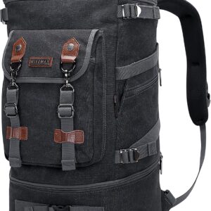 WITZMAN Travel Backpack for Men Women Canvas Backpack Carry on Luggage Rucksack Convertible Duffel Bag Large (A568 Black)