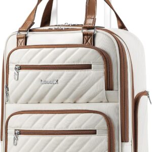 LUGGEX Underseat Carry On Luggage with Wheels, Stylish Lightweight Under Seat Luggage, Soft Sided Personal Item Suitcase for Short Trip (Cream White, 16 Inch)