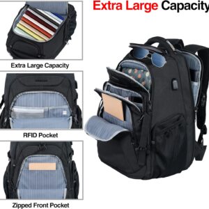Alternative view of KROSER Travel Laptop Backpack 18.4 Inch XXXL Gaming Backpack with Hard Shell Saferoom RFID Pockets Water-Repellent Business College Daypack Stylish Laptop Bag for Men/Women-Black
