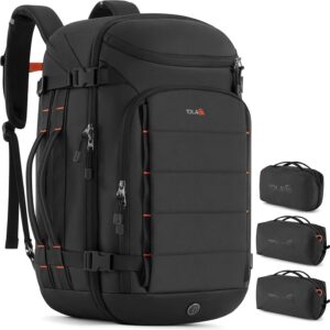 Tolaccea Travel Backpack Carry On 40L, Laptop Backpack with 3 Packing Cubes, Flight Approved Duffel Luggage Bag for Men Women, Water-resistant Large Business Rucksack Daypack, Fits 15.6" Laptop, Black