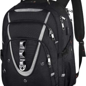 18.4 Laptop Backpack for Men, 55L-60L Extra Large Gaming Laptops Backpack with USB Charger Port, TSA Friendly Flight Approved RFID Anti-theft Pocket, Water Resistant Suiltable for Travel Business Work