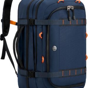 Tolaccea Travel Backpack, TSA Flight Approved Carry On Laptop Backpack for Women Men, Dual Laptop Storage for 17.3" and 15.6" Laptop, Large Luggage Backpack 40-45L Expandable (Navy Blue)