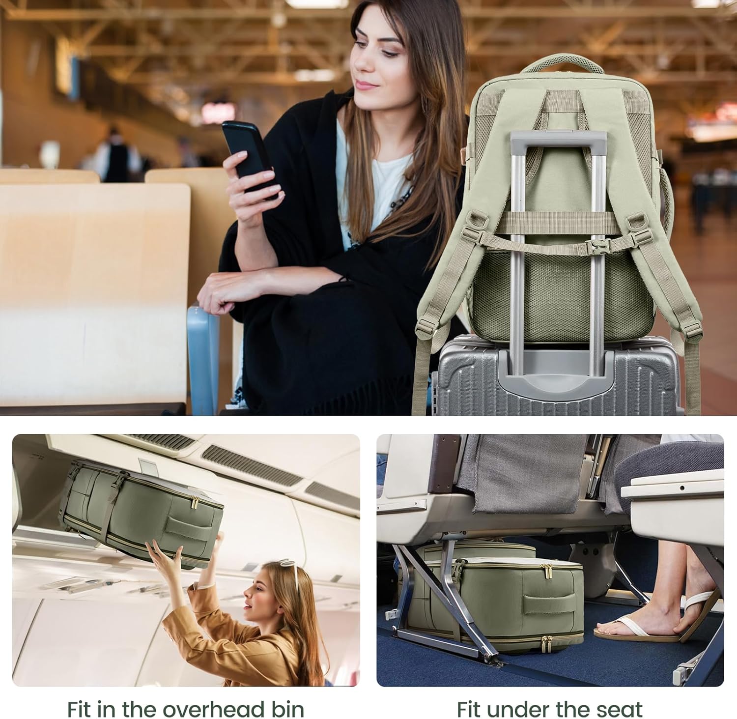 LOVEVOOK Travel Backpack For Women,40L Carry On Backpack Flight Approved,TSA Personal Item Travel Bag Fits 17 Inch Laptop,Business Weekender Overnight Daypack with Back Pad and Chest Buckle,Cubes - Image 6