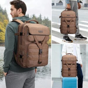 Alternative view of WITZMAN Travel Backpack for Men Large Canvas Laptop Backpack Fit 16 inch Carry on TSA Friendly Flight Approved Vintage Rucksack for Traveling(A8012 Brown)