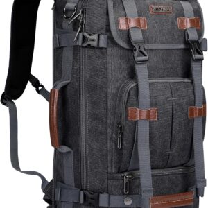 WITZMAN Canvas Backpack Vintage Travel Backpack Large Laptop Bags Convertible Shoulder Rucksack(A519-1 Black)