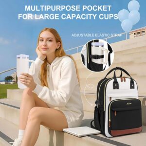 Alternative view of Laptop Backpack for Women Bag: 17 inch Backpacks with Pouch Pocket for Large Capacity Cup Travel Waterproof Bookbag Anti-theft College Casual Work Book Bags for Teacher Nurse Beige Black Brown