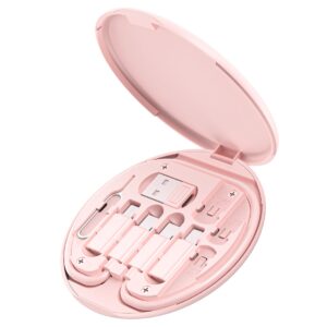 Alternative view of Multi USB Charging Adapter Cable Kit, USB C to iOS Device Adapter Box, Conversion Set A & Type C to Male Micro/Type C/iOS Device, Data Transfer, Card Storage, Tray Eject Pin, Phone Holder (Pink)