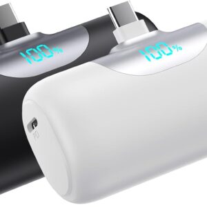 [2 Packs]Mini Portable Charger for iPhone 17/16, 5500mAh LCD Display USB C Power Bank,Fast Phone Charging Travel Pocket Size Battery Pack for iPhone 17/17 Pro/17 Pro Max/Air/16/15 Series,Android,etc