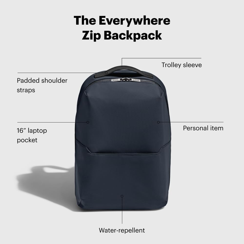 Away Everywhere Zip Backpack, Travel Backpack with Laptop Sleeve, Lightweight & Durable, Travel Essentials, Navy Blue - Image 3