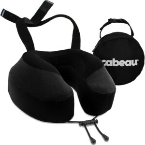 Cabeau Airplane Travel Pillow for Long Flights - Evolution S3 - Supportive Memory Foam with Seat Straps to Secure Your Head and Neck and Provides 360° Support (Jet Black)