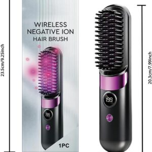 Alternative view of Cordless Hair Straightener Brush - Mini Ionic Hot Comb, Lightweight Styling Tool for Women Family, Quick Easy Salon Quality Hair, Safe Comfortable Design, Styling Gadget, Travel Dormitories Outdoor