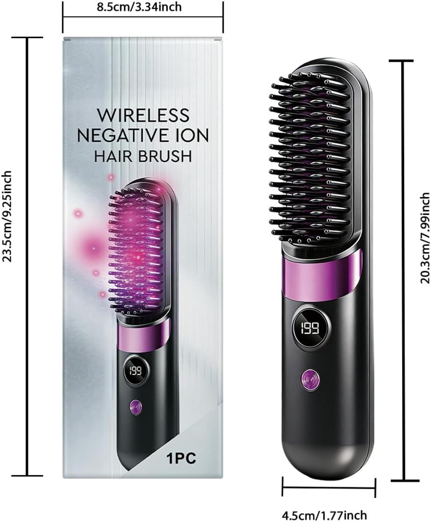 Cordless Hair Straightener Brush - Mini Ionic Hot Comb, Lightweight Styling Tool for Women Family, Quick Easy Salon Quality Hair, Safe Comfortable Design, Styling Gadget, Travel Dormitories Outdoor - Image 2