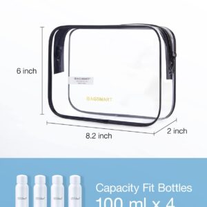 Alternative view of BAGSMART Clear Toiletry Bag, 2 Pack TSA Approved Travel Toiletry Bag Carry on Travel Accessories Bag Airport Airline Quart Size Bags Water Repellent Makeup Cosmetic Bag for Women (Black-2pcs)