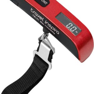 travel inspira Luggage Scale, Portable Digital Hanging Baggage Scale for Travel, Suitcase Weight Scale with Rubber Paint, 110 Pounds, Battery Included
