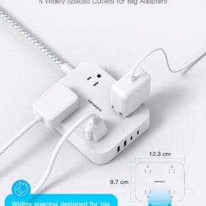 Alternative view of Flat Plug Extension Cord, HANYCONY 5ft Power Strip with 4 USB Ports(2 USB C), 4 Widely Outlets Extender, Wall Mount, Desk Charging Station for Office School Travel Dorm Room Essentials, ETL Listed