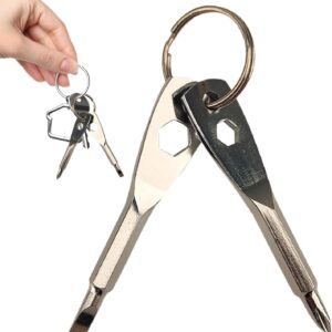 Keychain Screwdriver Tool, 4-in-1 Travel Screwdrivers Portable Screwdriver, High-Strength Keychain Gadgets Pocket for Outdoor Travel