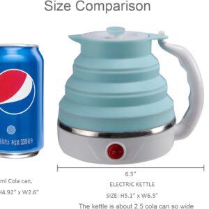 Alternative view of Travel Foldable Electric Kettle, Collapsible Electric Kettle Food Grade Silicone Small Pot Boiling water,Dual Voltage（600ml,110-220V US Plug） (Blue)