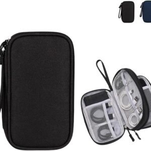 Travel Cable Organizer Pouch,Electronic Accessories Carry Case Tech Bag,Portable Double Layers All-in-One Storage Bag for Cable, Cord, Charger, Phone, Earphone (Black)