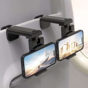 2 PCs Universal Airplane Phone Holder - Klearlook 360° Rotating Airplane Phone Mount for Travel, Desk & Flight | Handsfree Adjustable Phone Stand | Travel Essentials Accessories