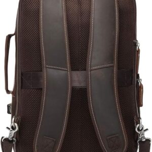 Alternative view of LANNSYNE Men's Full Grain Leather Expandable 15.6 Laptop Backpack Tote Shoulder Travel Bag Rucksack