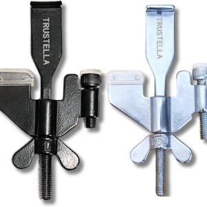 Original Trustella Heavy-Duty Portable Door Lock with Stainless Steel Build. Perfect for Home, Travel, Hotels, and Apartments for Inward-Opening Doors with a 2 mm Gap. (Silver/Black)