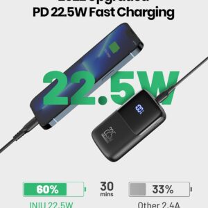 Alternative view of INIU Portable Charger, Smallest 22.5W 10000mAh Power Bank, USB C in/Output Fast Charging 3-Output Mini Battery Pack Charger with Phone Holder for iPhone 17 16 15 14 Air Samsung S23 Google iPad Tablet